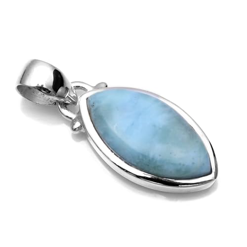 Silver Palace Pendentifs Larimar Naturel en Argent Sterling 925 pour Femmes et Filles