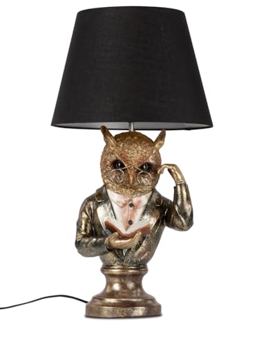formano Tischleuchte Leselampe Eule mit Buch H:56 cm antikfarben mit...