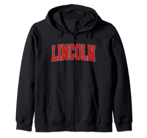 LINCOLN ND NORTH DAKOTA Varsity Style USA Vintage Sports Zip Hoodie