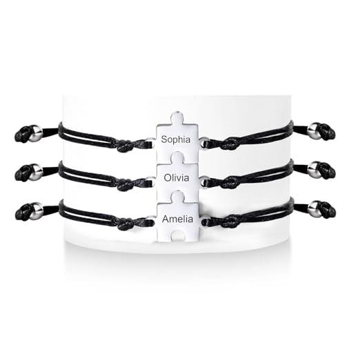Bracelets puzzle personnalisés en acier inoxydable gravé pour femme