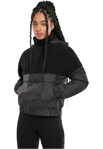 Urban Classics Ladies Sherpa Mix Pull Over Jacket Black/Black 4XL Urban Classics Ladies Sherpa Mix Pull Over Jacket Black/Black 4XL