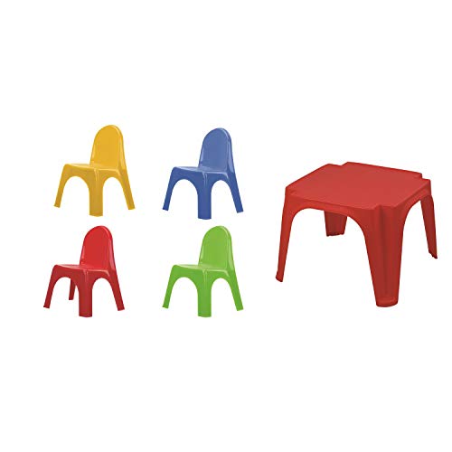 Set tavolo e 4 sedie in plastica per bambini