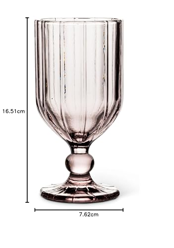 Verre à vin en verre rose de style rétro avec facettes géométriques - 4