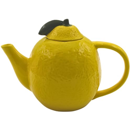 Théière en céramique jaune citron Dekohelden24 12x20x16 cm - 2