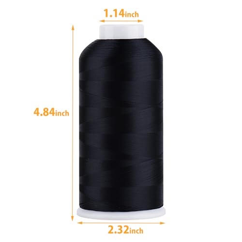 Image of Simthread Rayon Embroidery Thread 5500 Yards Huge Spool, 40wt 100% Rayon Viscose for Commercial and Domestic Machines - Black 1000