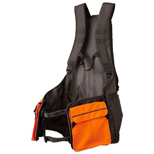 Beretta Men's Outlander Durable Water-Resistant Front-Load Capable Upland Hunting Strap Vest with Game Bag & Waterbag Holder, Brown Bark & Orange, X-Large-XX-Large
