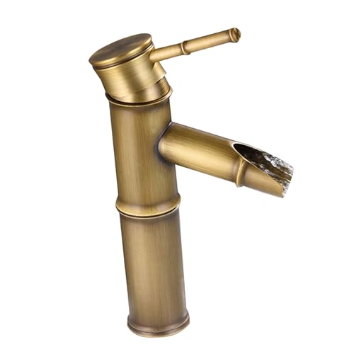 SEWACC Robinet Vasque Salle Bain Cuivre Antique Forme Mitigeur Mélangeur Eau Chaude Froide avec Tubes Robinetterie Design Rétro pour Lavabo