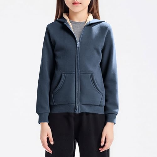 Girls Hoodies Thicken Fleece Lined Zip Up Sweatshirts Warm Fall Winter Jackets Cozy Tween Girl Clothes Trendy Hoodie3