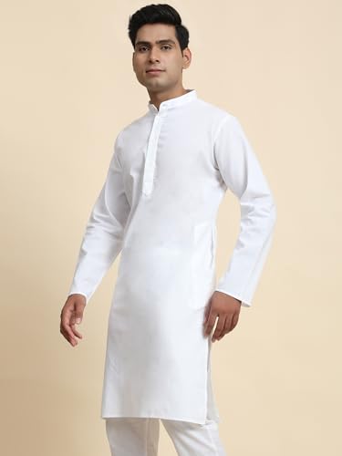 Image of Men's Cotton Solid Dress Long Kurta Regular Fit Casual