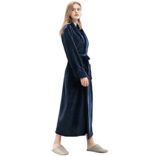 Image of Hellomamma Long Bath Robe for Womens Plush Soft Fleece Bathrobes Nightgown Ladies Pajamas Sleepwear Housecoat