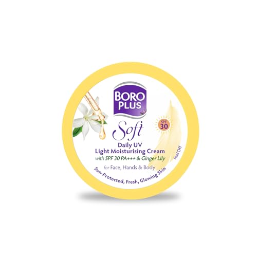 Image of BoroPlus Soft Daily UV Light Moisturising Cream SPF 30 PA+++ with Ginger Lily, 3-in-1 Protection, 200ml