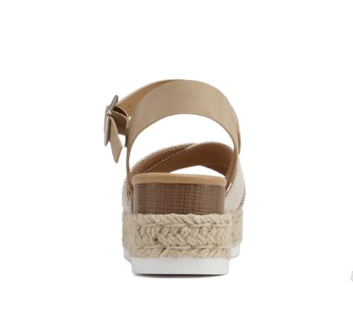Image of Soda inchFIRELY inch ~ Women Round Toe Crisscross Band Platform Espadrille Wedge Sandal with Adjustable Ankle Strap