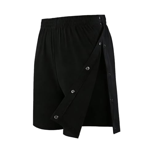 Landofgenie Hommes Short De Sport Unisexe Short Détachable Pantalon Court Fitness Pantalon De Course Shorts Sportif De Récupération Après Une Opération avec Poche Noir L