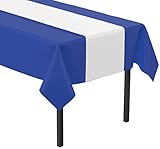 Plastic Table Runner White Disposable Table Runners for Parties (14 x 108 inch) Tablecloth Paper Table Runner - White Party Table Decor - Birthday Wedding Christmas School Event Decoration [6 Pack]