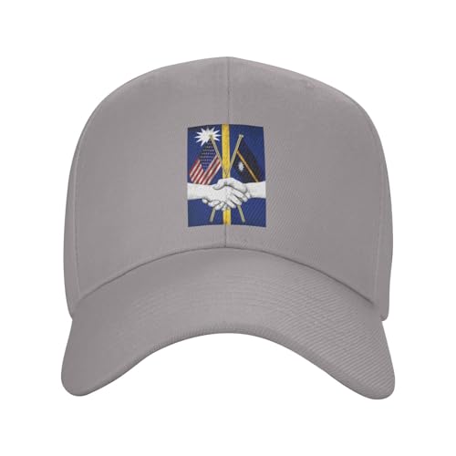 Nauru Handshake USA Flag Baseball Cap Gray Adjustable