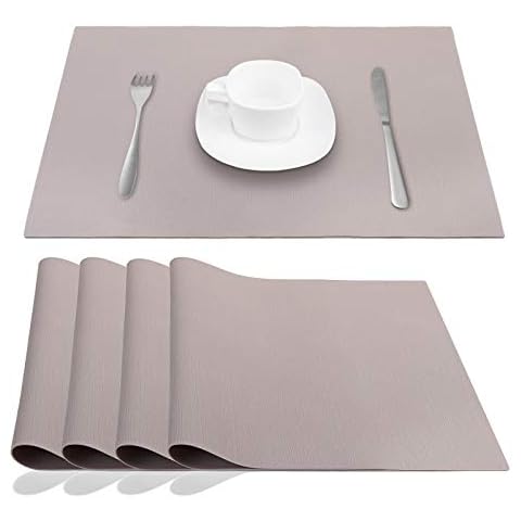 JYKJ Silicone Place Mats Table Placemats, Grey, Extra Large, Non Slip, Heat Resistant, Nonstick Pastry Mats Countertop Worktops Protection, for Dining Table Baby Kid, 45 × 32cm, Set of 4, LG MW Cover