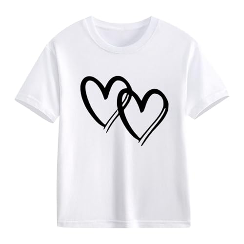 Girls Cute Love Heart Graphic Tees Short Sleeve Funny T Shirts Casual Crew Neck Tops Kids Summer Fashion Shirts Clothes3