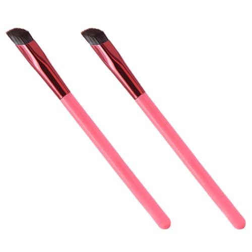 SOLUSTRE Kit 2 Brochas para Cejas y Corrector, Pinceles Angulados Grandes Mango de Plástico, Pelo Marrón, para Maquillaje Profesional y Uso Diario