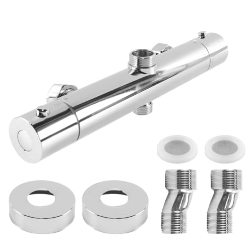 Alnicov Grifo de Ducha termostático con Salida Inferior Oculta, un botón, antiescaldaduras, Adecuado para baño, Cocina, Ducha, etc.