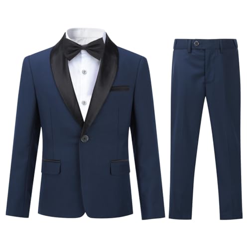 Sliktaa   Traje de dos piezas para niño, con solapa y un botón, elegante y cómodo, ideal para banquetes de bodas y caballeros, azul, 16 años