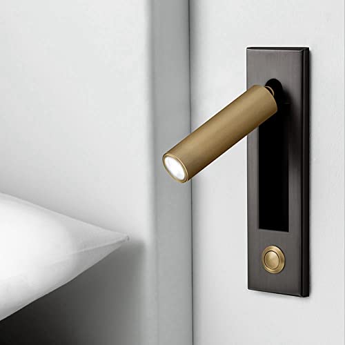 2 Luces de lectura de pared en negro y dorado con interruptor empotrado para dormitorio 5