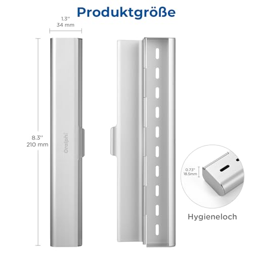 Oralphi Alu-Zahnbürstenetui, Tragbares Reiseetui aus Aluminium für Handzahnbürsten – Leicht, Hygienisch & Langlebig, Ideal für Reisen, Camping, Business & Badezimmer-Silber 4