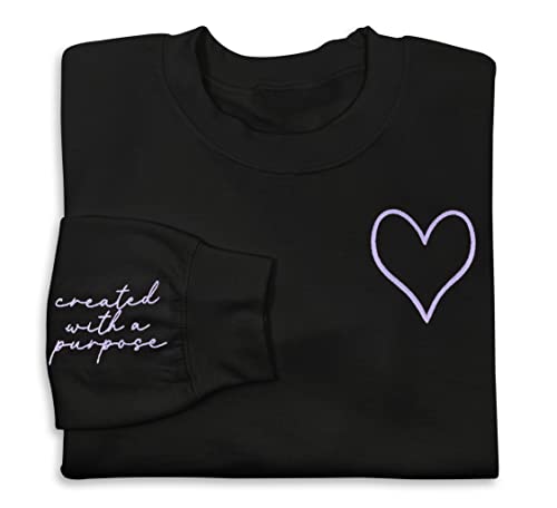 NACRE APPAREL Christian Heart Embroidered White Oversized Women's Adult Sweatshirt