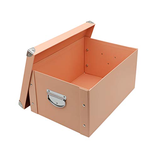 GUOZI Collapsible Storage Box, Decorative Memory Box with Lid & Metal Reinforced Corners, Cardboard File Bin with Handles, Organizer Gift Box for Keepsake Toy Photos Office Nursery Wardrobe Bookshelf