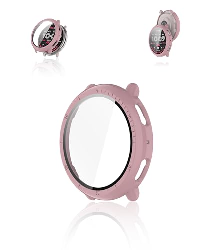 Custodia per smartwatch AMAZFIT Active 2 custodia rigida in PC con pellicola protettiva in vetro temperato integrata - protezione completa anti-caduta ultra sottile rosa