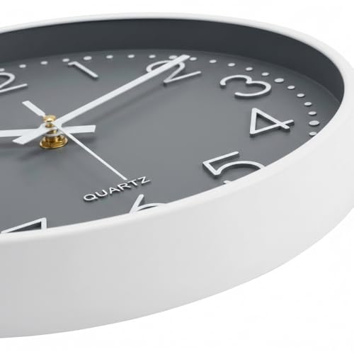 Image of STAR WORK Premium Wall Clock 12 inch Inch Silent Non-Ticking Quartz Movement | Easy to Read 3D Numbers | Modern Analog Clock for Home Decor, Living Room, Bedroom, Office (Slate Gray, 12-Inch (30Cm))