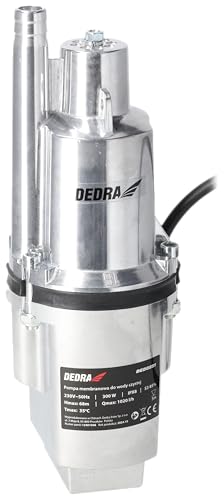 DEDRA Membranpumpe für sauberes Wasser, Tauchmembranpumpe Garden 300W, Förderhöhe 68 m, Netzkabel 10 m, Aluminiumgehäuse, schneller Wasserfluss unter hohem Druck