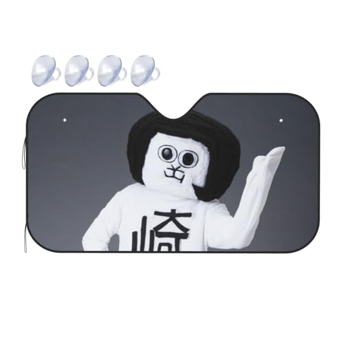 オカザえもん (5) フロント 車用サンシェード フロントカバー フロントガラス 遮光断熱 車内 吸盤 紫外線対策 日除け 夏 キャラクター グッズおしゃれ