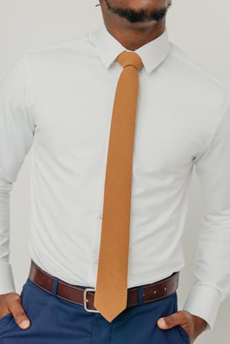 Image of DAZI Men's Skinny Tie, Cotton Wool Linen Necktie, Great for Weddings, Groom, Groomsmen, Missions, Dances, Gifts.