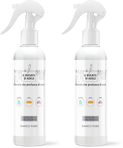 IL BUCATO DI ADELE il bucato che profuma di casa | Perfumador de Telas, fragancia Bianco Puro, Formato Spray de 250 ml (Paquete de 2)