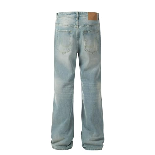 Jeans Pants Trousers Denim Street Trendy Straight Leg Washed Light Blue Retro Loose Casual Commuter for Men3