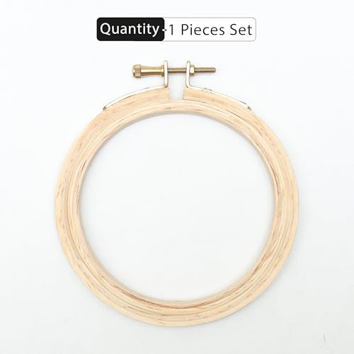 Image of Embroiderymaterial 4 Inch Round Wooden Embroidery Hoop Frame with Brass Metal Screw (1 Piece)