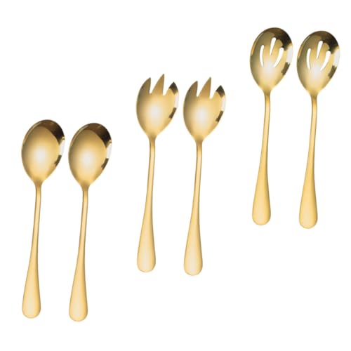 Ciieeo 1Set Stainless Steel Salad Utensil Includes Salad Spoons Salad Forks Slotted Spoons Cutlery for Home Parties and Restaurants Elegant Finish