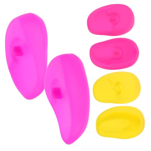 iplusmile 3 de Oídos de Silicona para Teñir Cabello Cubiertas para de Peluquería Protección para Salón y Doméstico Rojo Amarillo