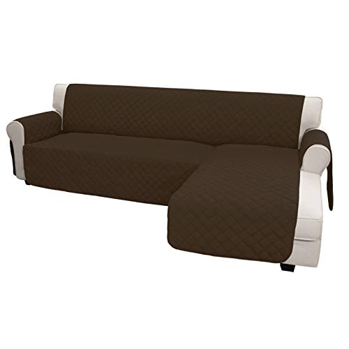 Image of Easy-Going Microfiber Sofa Slipcover L Shape Sofa Cover Sectional Couch Cover Chaise Lounge Slip Cover Reversible Furniture Protector Cover For Pets Kids Children Dog Cat(X-Large, Coffee /Coffee)
