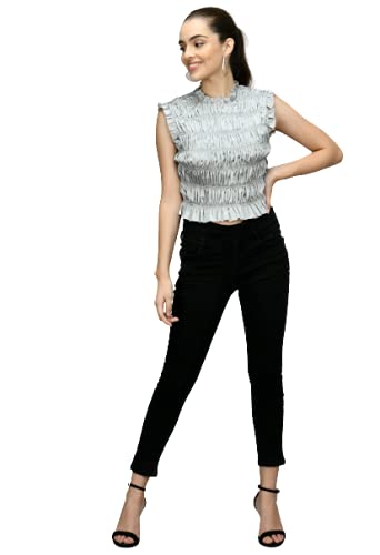 sola: fashion elegance Women's Polyester Solid Sleeveless Casual Top (Grey_L)-picture-22