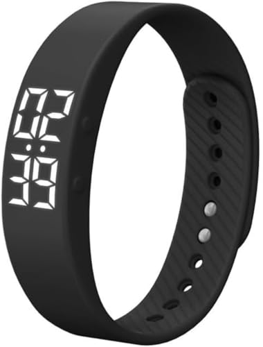 Ghbunuzデジタル腕時計 歩数計 シンプル 男女兼用 ファッションウォッチ シリコンバンド 多機能 学生 誕生日、夏休み、夏、感謝祭、その他の祝日 (ブラック)