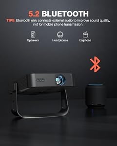 【360°Adjustable Stand & 2200ANSI】Thinnest 1.81" Smart Mini Projector with WiFi and Bluetooth, Auto Focus & Keystone Portable Outdoor Projector, VOPLLS 4K Support Home Movie Projector(Deep black) — photo 5 of 6