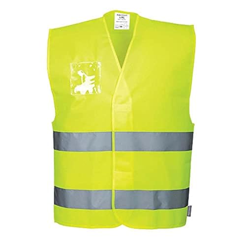 Portwest Gilet HV avec porte-badge double entrée, Couleur: Jaune, Taille:
