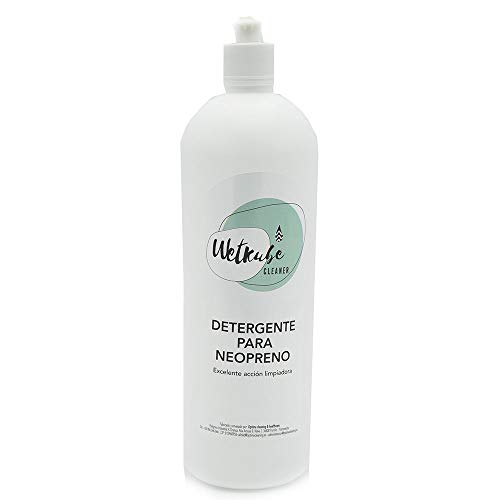 WETKUBE Cleaner - 1 litro, Detergente para Limpiar Trajes de Neopreno, Elimina Sal y Cloro, Desinfecta, Mantiene Elasticidad, con Acido Láctico y Olor a Fresco.