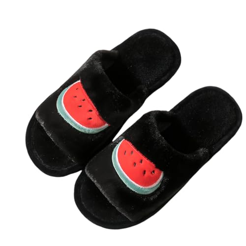 Fruity Plush Slippers for Women Teens Soft Memory Foam Indoor Slide Shoes Strawberry Cherry Orange Watermelon Styles