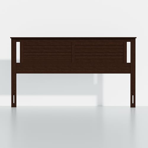 ComfIQ Serene King Size Shiplap Panel Headboard in Stained Walnut