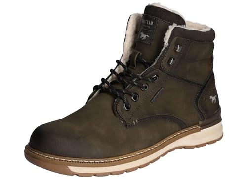 MUSTANG Herren Stiefelette Winterboot sportlich Schnürung Warmfutter 4141-604, Größe:43 EU, Farbe:Grün