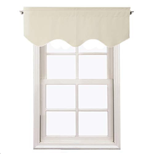 Aquazolax Window Treatments Curtain Valance Rod Pocket Top Scalloped Valance Drapes for Bedroom