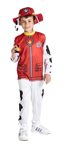 Ciao - Marshall disfraz niño original Paw Patrol Patrulla Canina (Talla 5-7 años) con sombrero y mini linterna