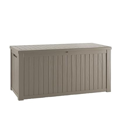 TARKARI 200 Gallon Lockable Resin Deck Box, Waterproof & UV-Resistant Outdoor Storage Box for Outdoor Cushion Storage, Garden Tools & Pool Accessories Storage, Gray
